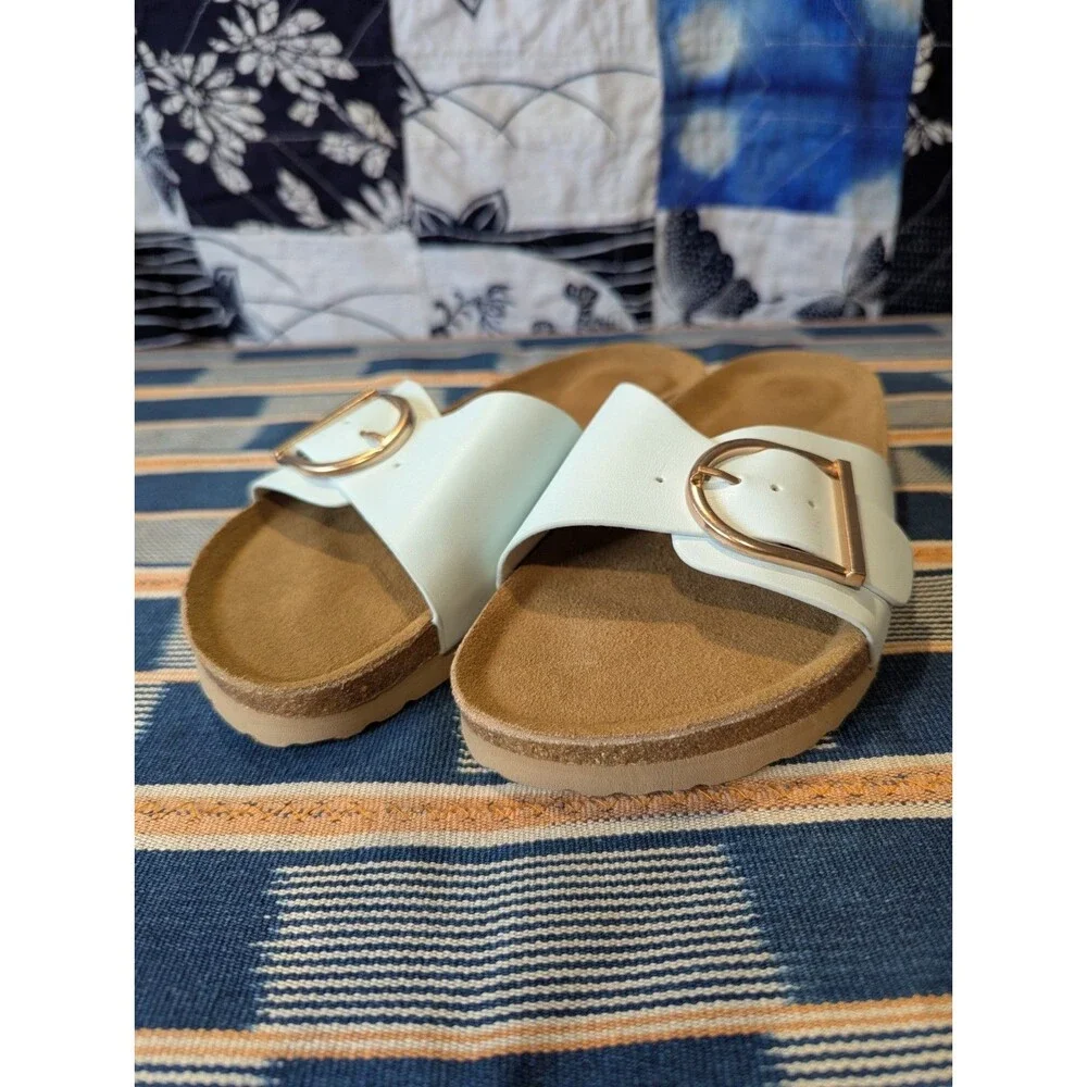 Cushionaire Women's NWOT Light Blue Slide Sandals Size 10 Faux Cork (W01) - Picture 4 of 6